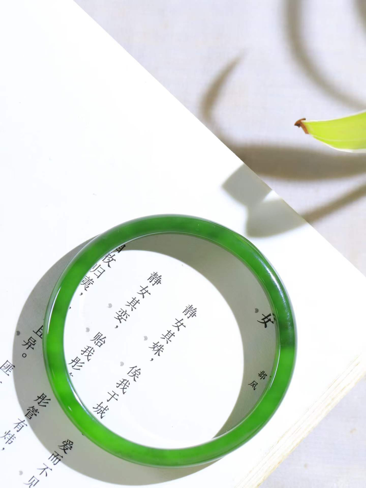 【碧色荡漾·手镯】

精品和田玉碧玉手镯，玉质细腻温润，手感舒适，️线条流畅，简约大气，美自天成，佩戴于腕间，婉约之美，举手投足间透出那份低调奢华，醉人心扉。重19.35克  内径圈口53.5mm  尺寸7.6-5.4mm  FDA-66801633