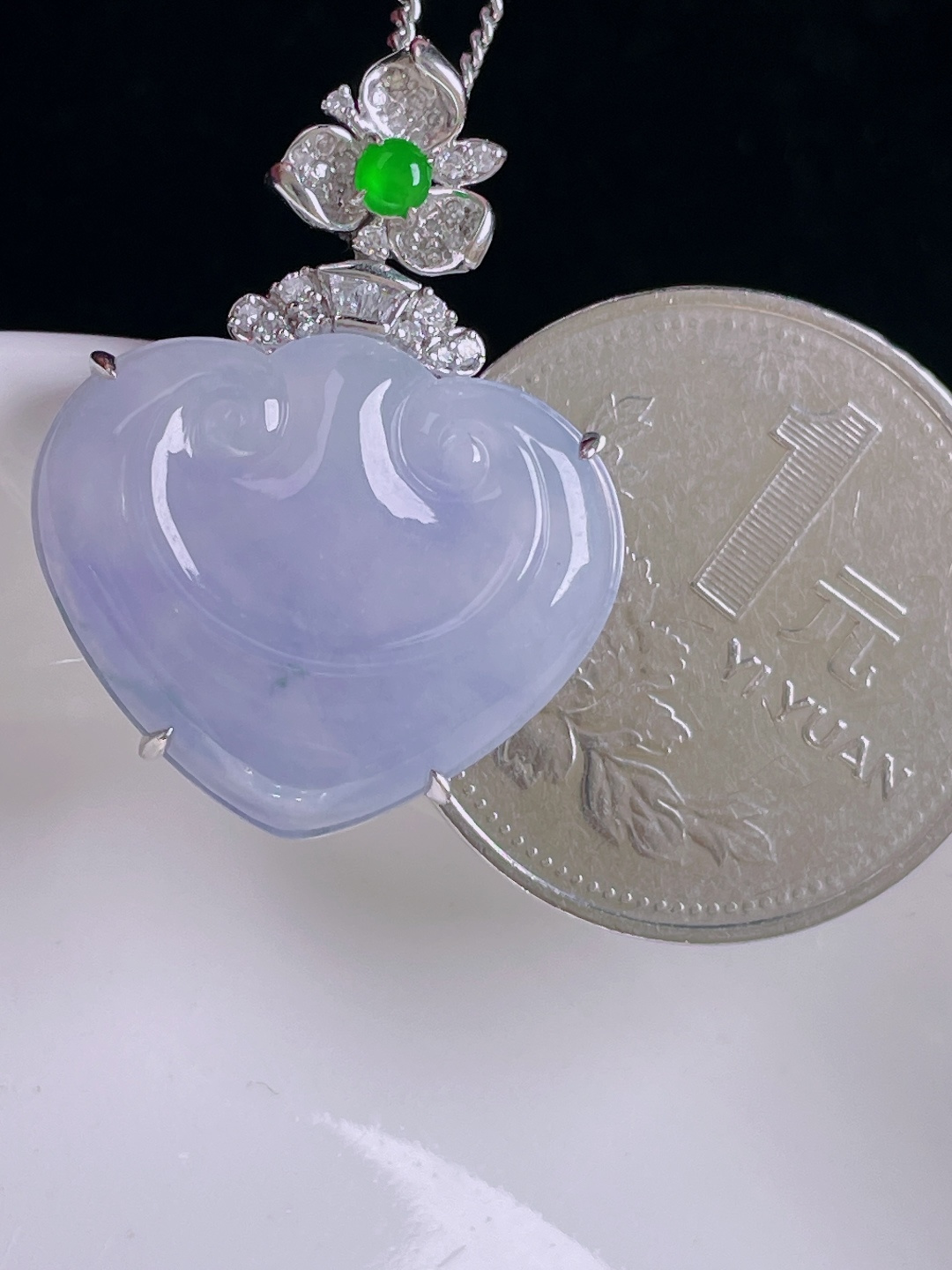 ️如意，18k镶嵌，老种起光，细底通透，尺寸：29/22/6.4mm0922