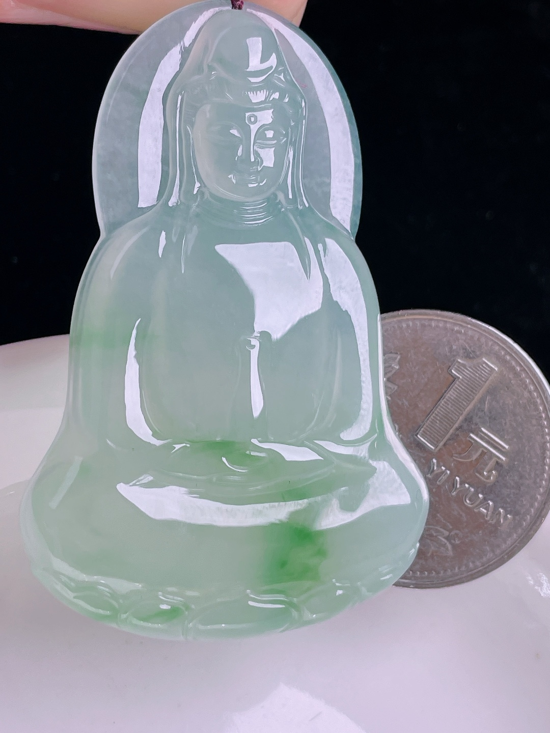 ️冰绿素衣观音，老种起光，细底通透，尺寸：53.4/35.5/5.4mm0922