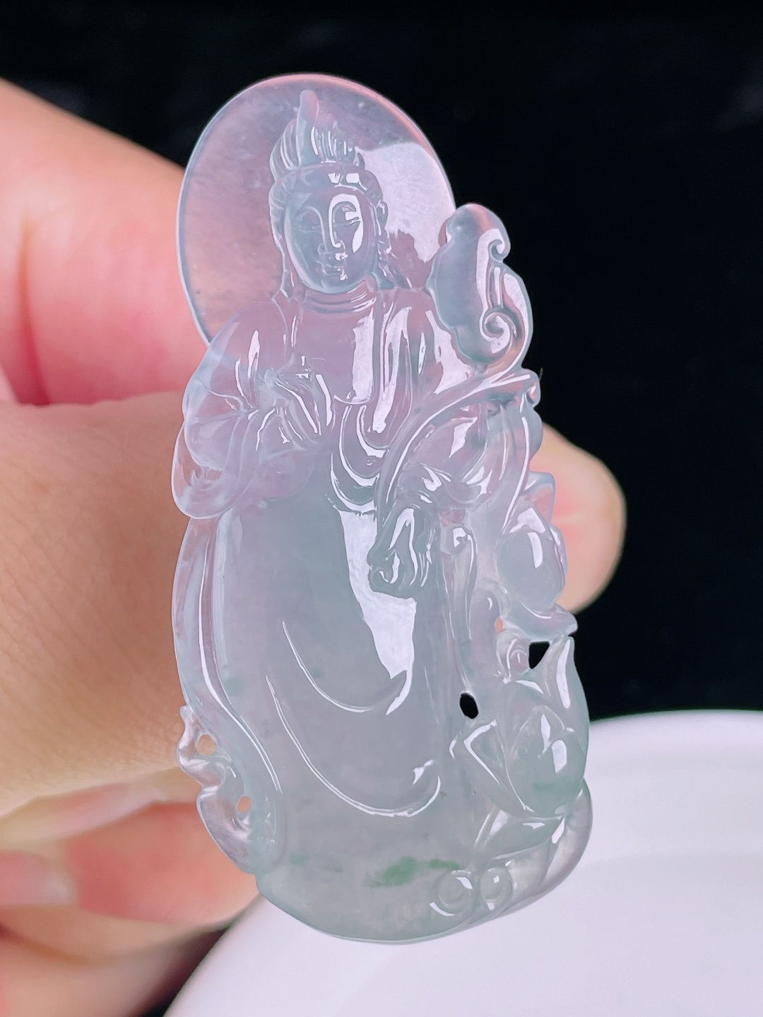 ️冰紫观音，老种起光，细底通透，尺寸：53/25/6mm0922