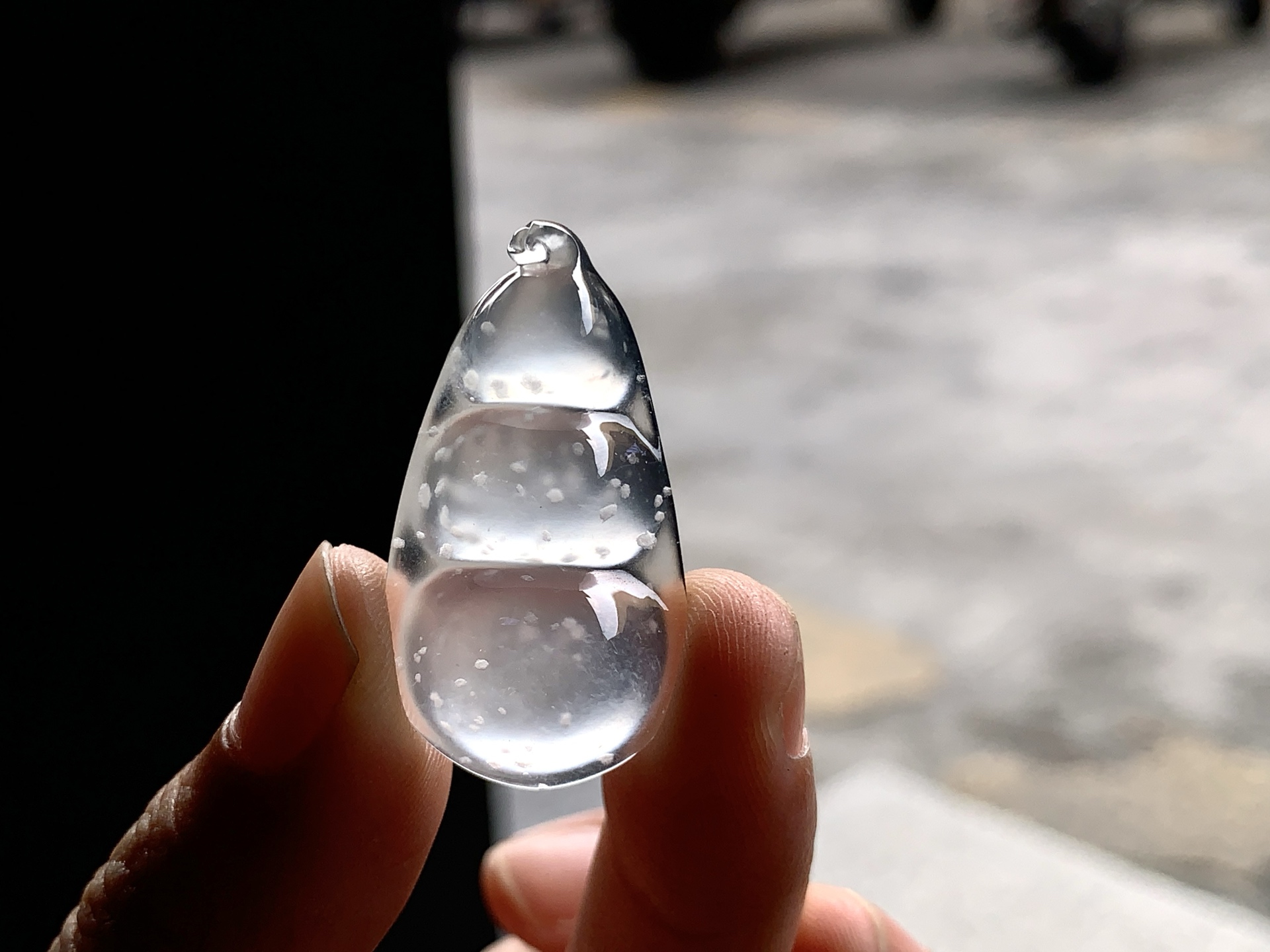 ️ 【冰种雪花福豆】 尺寸：32×17×5 温润沁心，雅韵天成