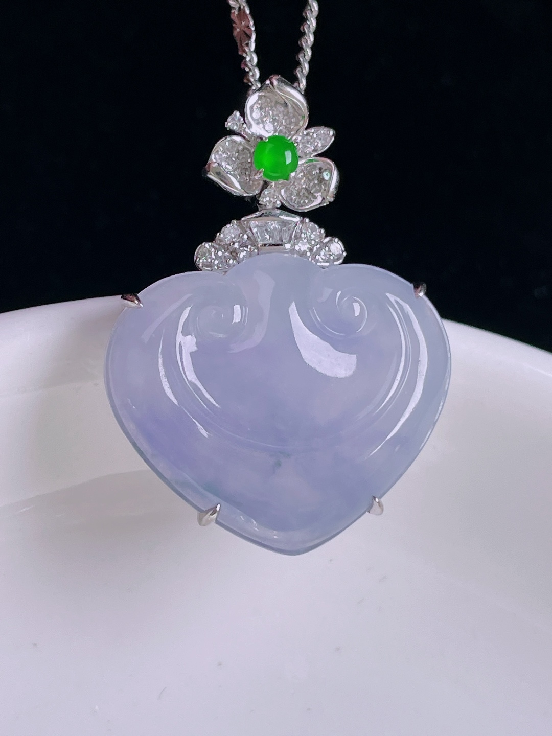 ️如意，18k镶嵌，老种起光，细底通透，尺寸：29/22/6.4mm0922