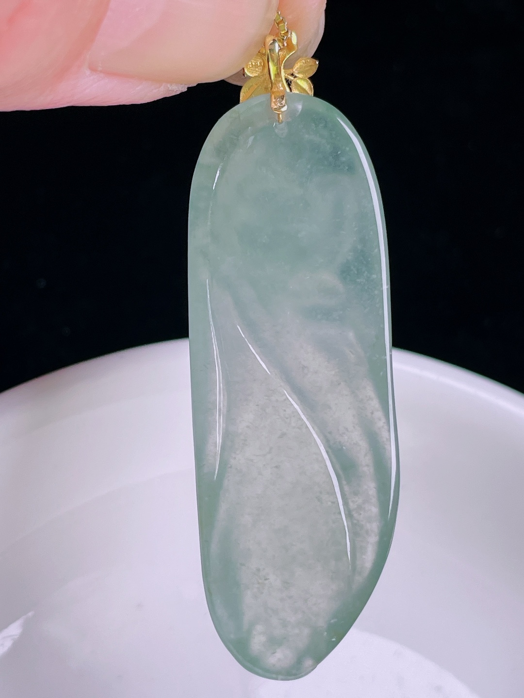 ️莲花福瓜，18k镶嵌，老种起光，细底通透，尺寸：51裸石45.3/16.4/5.8mm0922
