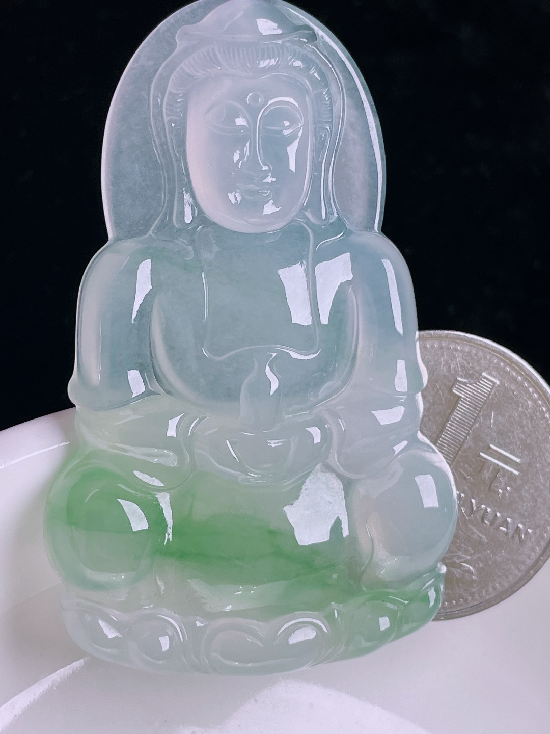 ️冰绿观音，老种起光，细底通透，尺寸：54.8/34.4/5.6mm0922