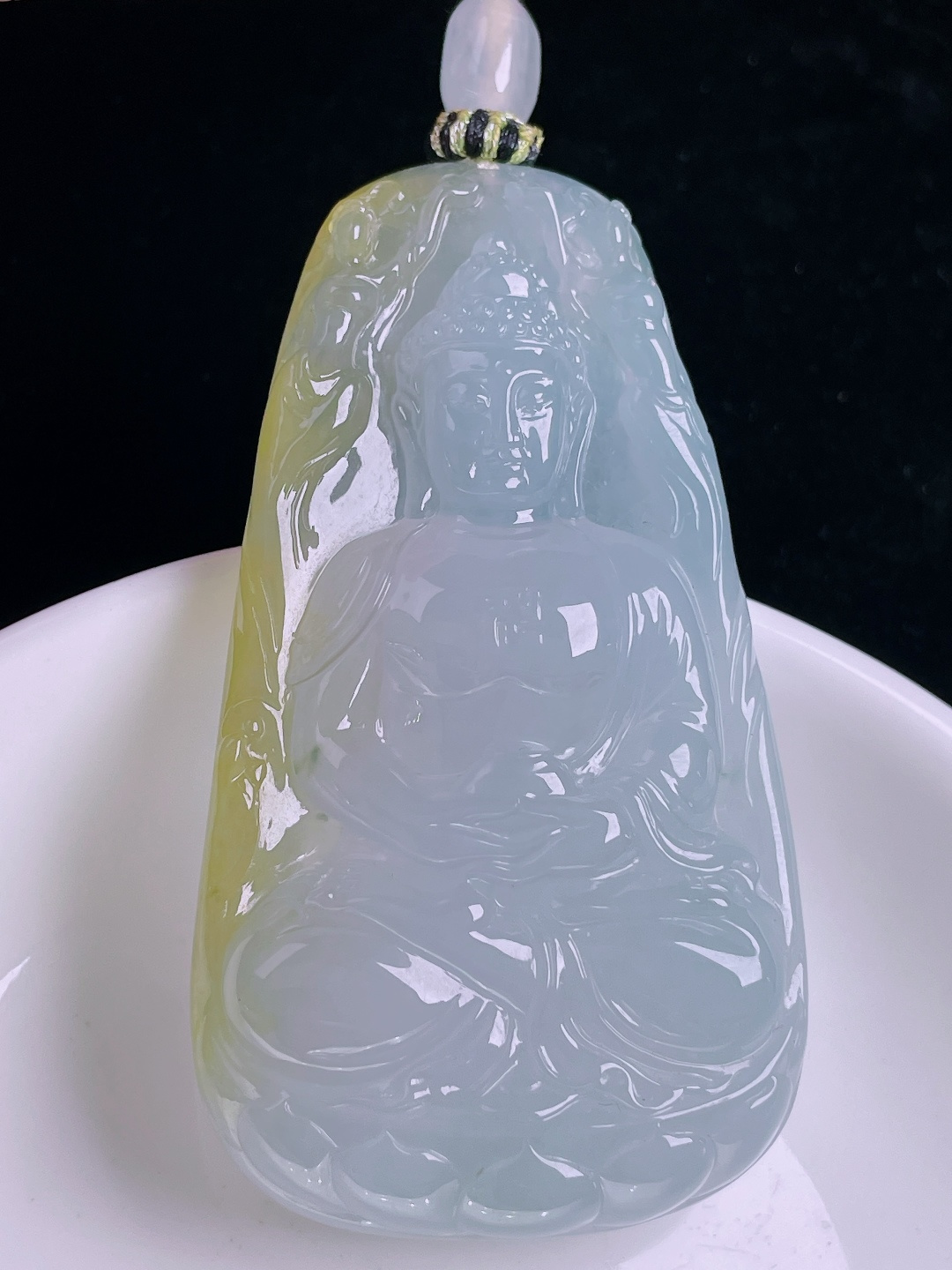 ️冰黄大日如来阿弥陀佛，老种起光，细底通透，尺寸：67.5/38/10mm0922