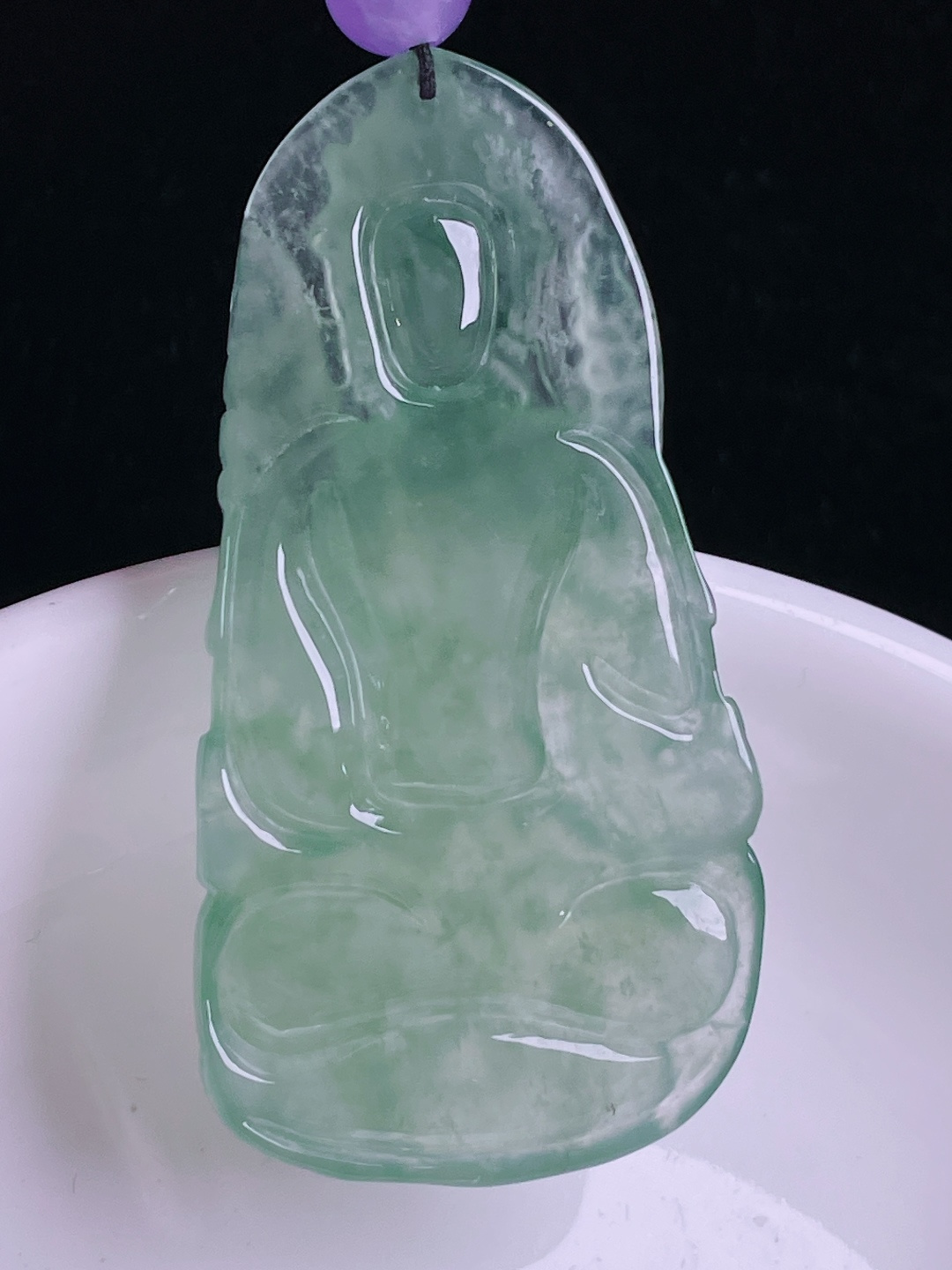 ️冰绿度母，老种起光，细底通透，尺寸：49/25.3/4.4mm0922