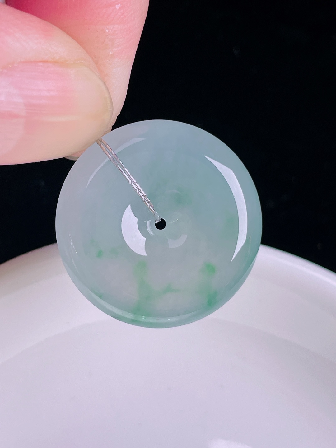 ️飘花平安扣，老种起光，细底通透，尺寸：25.5/6mm0922