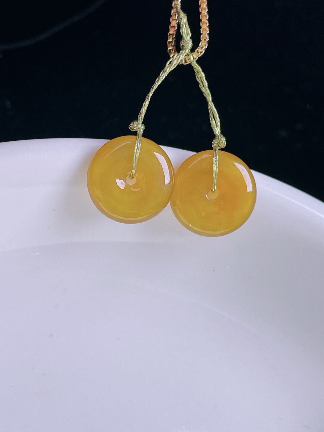 ️冰黄耳坠，老种起光，细底通透，尺寸：9.5/3mm0922