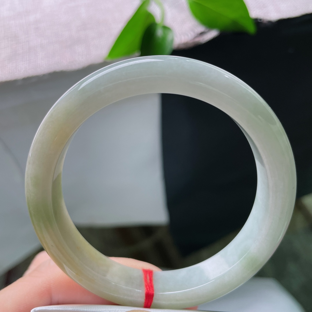 57.8/12.4/8.6，黄翡正圈，无裂，糯冰底色清润干净，一段蜜糖黄翡俏色，冷暖相融，别具中式美感。ss59669a