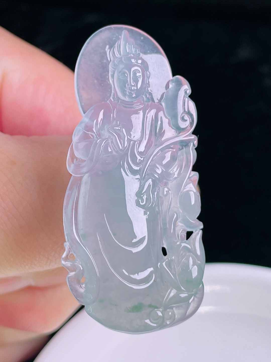 ️冰紫观音，老种起光，细底通透，尺寸：53/25/6mm0922