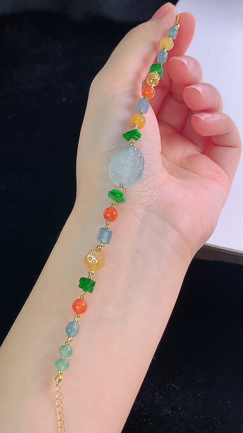 18K冰种龙/凤手链，一刀切，尺寸:16.8-13.4-5.8mm 19