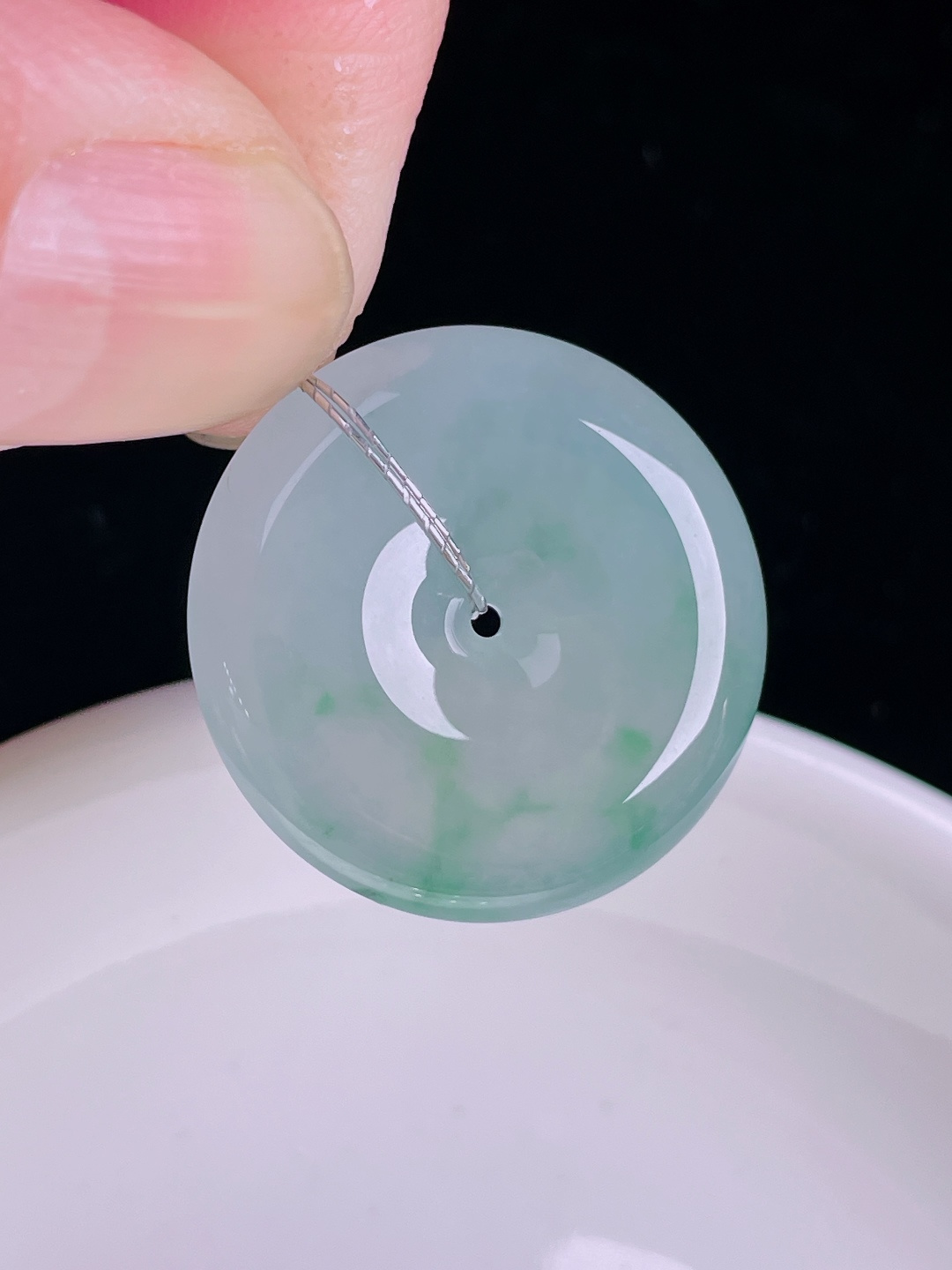 ️飘花平安扣，老种起光，细底通透，尺寸：25.5/6mm0922