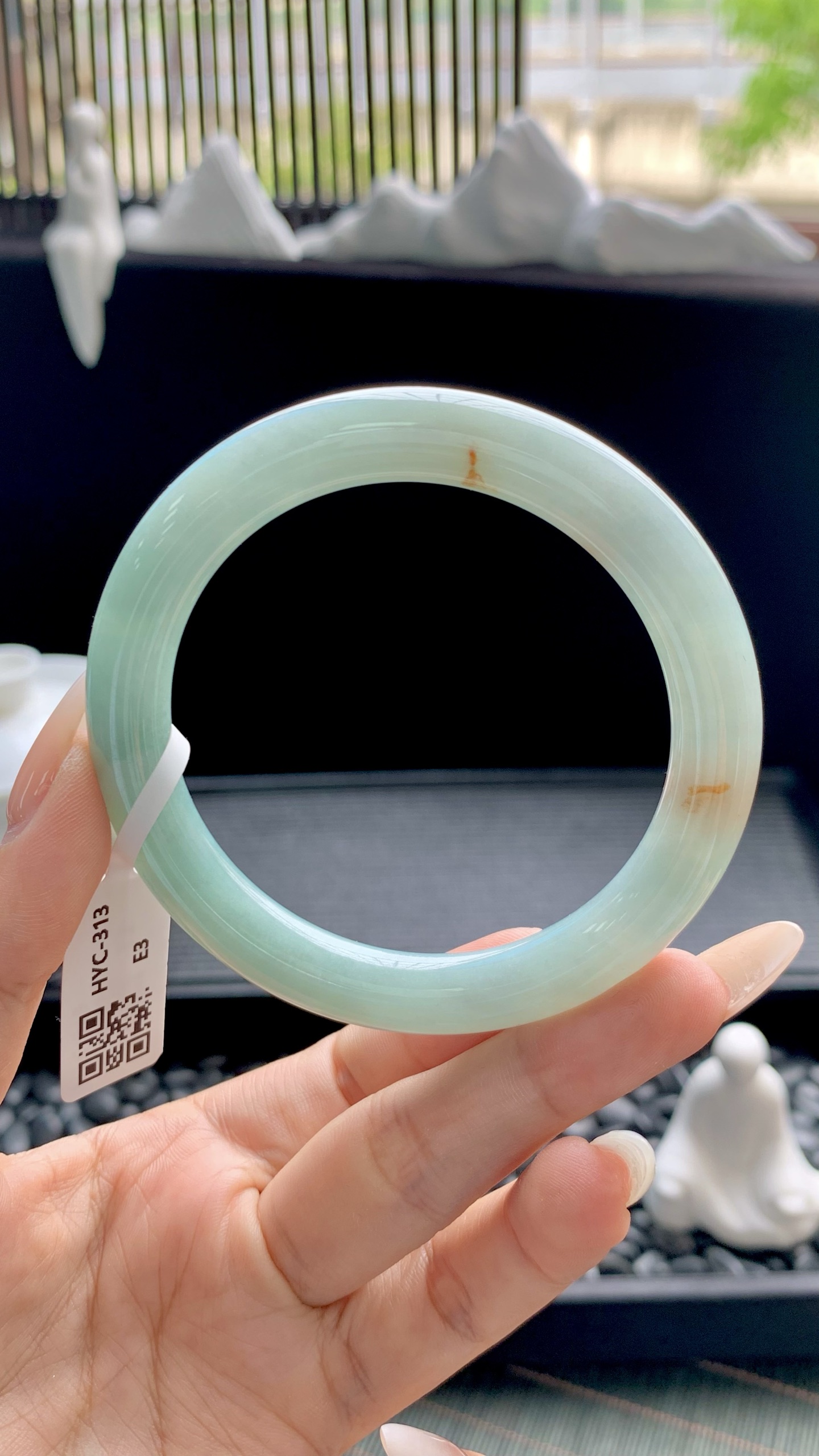 晴底洒金美人条圆条手镯成品 HYC-313 尺寸：57-9-9.5