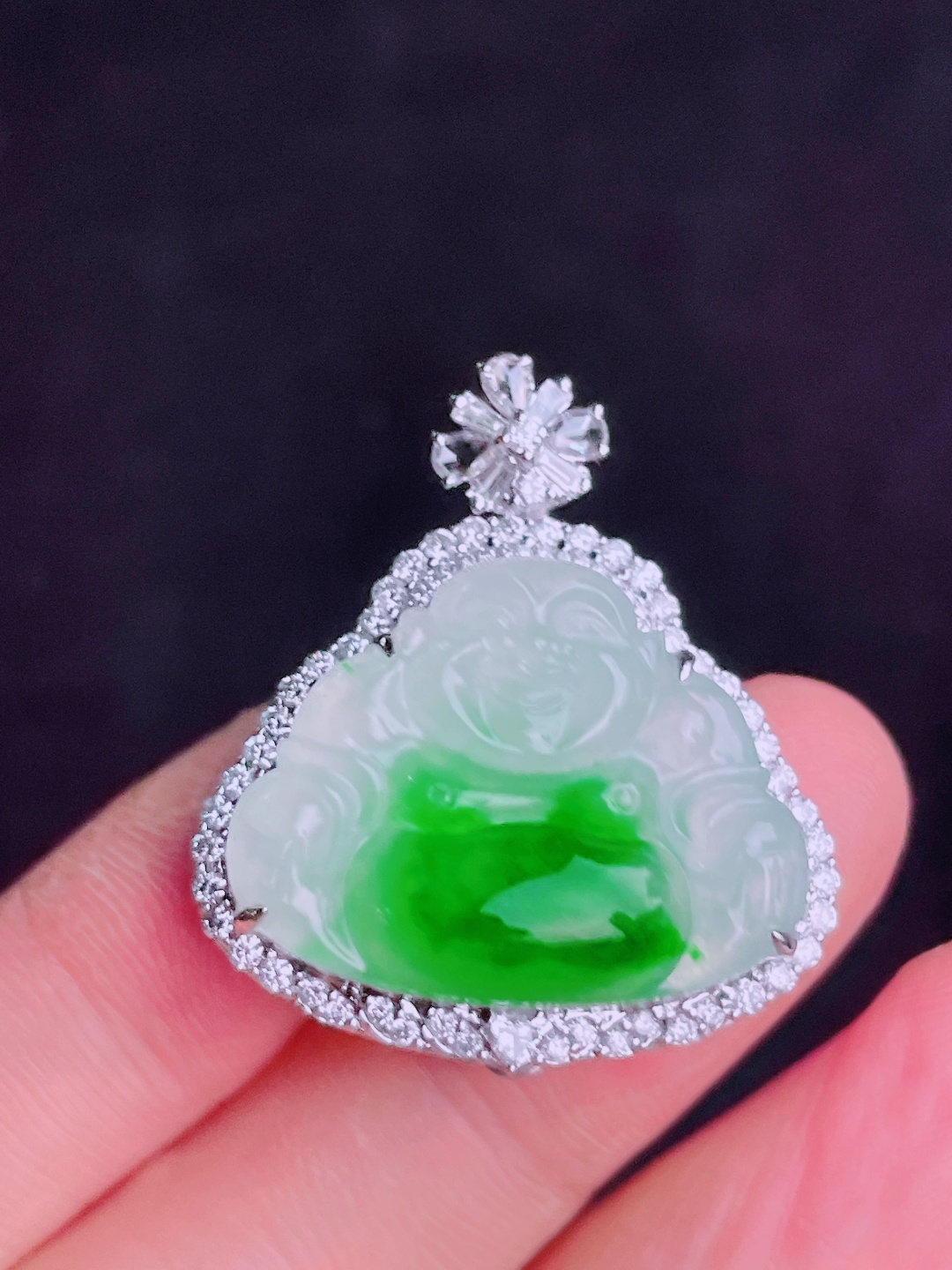 ️高冰绿佛公吊坠，晶莹剔透，新颖时尚，无裂，20-25.5-4