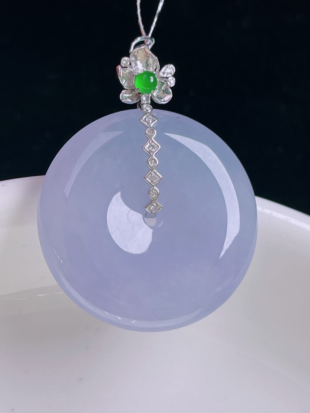 ️平安扣，18k镶嵌，老种起光，细底通透，尺寸：29裸石23/5mm0923