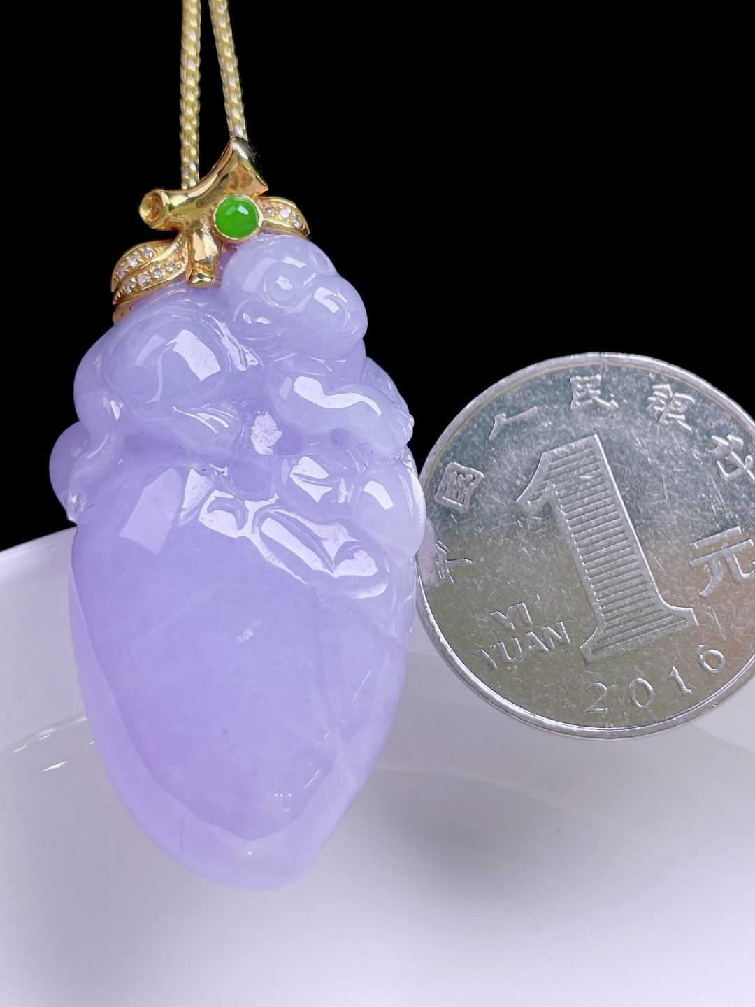 ️ 冰粉紫灵猴献寿 色泽均匀，种老水润，18k金镶嵌 整体：45.7 裸石：39.4/22.6/11.5