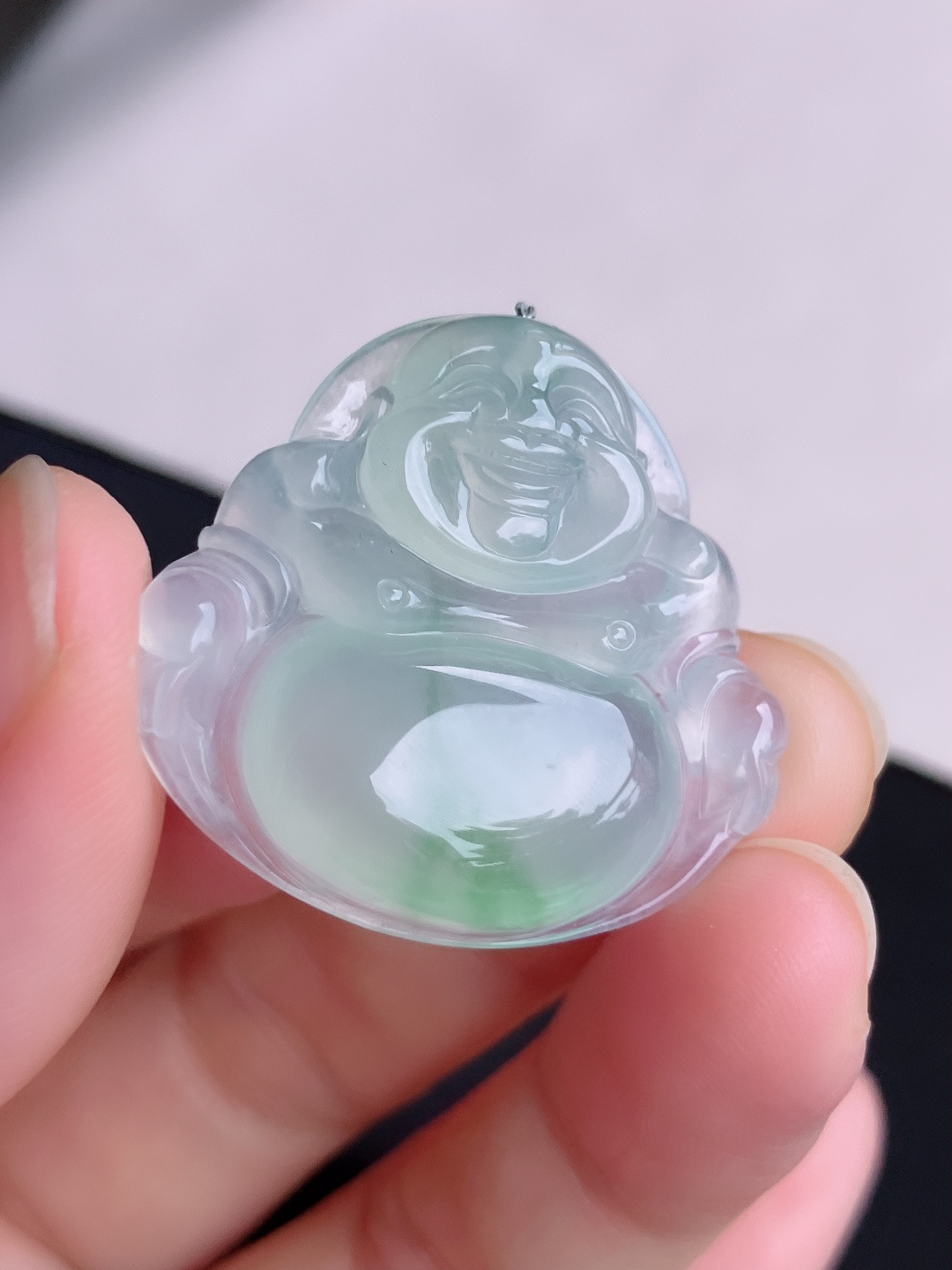 ️，冰种飘花大佛，晶莹剔透，花色清爽，尺寸31.8/30/6/自然光实拍