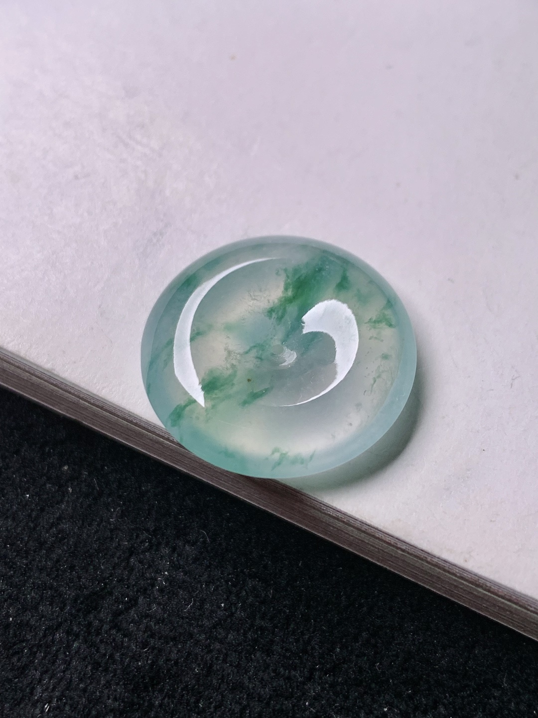 ️冰种飘花平安扣，色泽浓艳 0923尺寸21.8*5.3