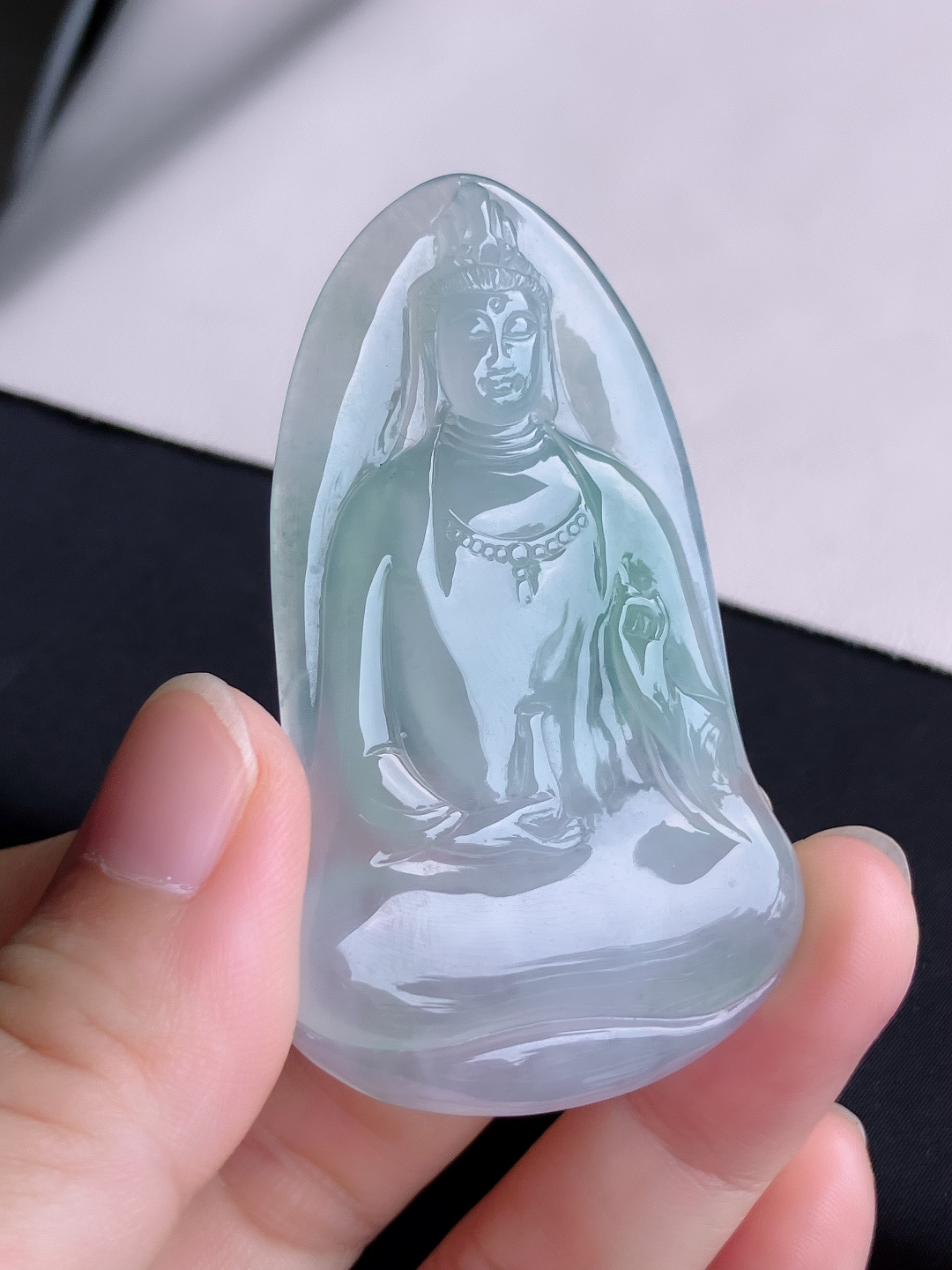 ️，冰飘花素衣观音，晶莹剔透，尺寸65/39.3/6/自然光实拍