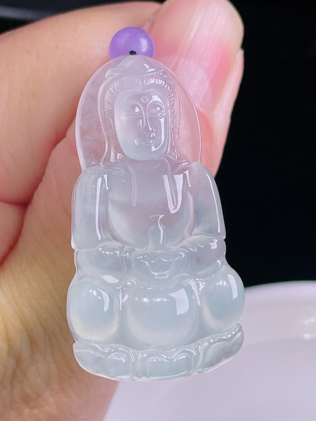 ️观音，老种起光，细底通透，尺寸：42.5/23/5.3mm0923