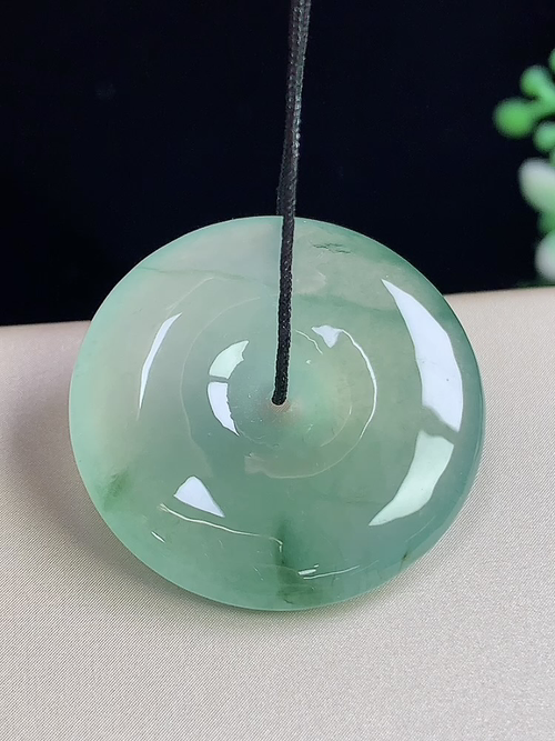 冰种飘花平安扣，无裂，尺寸26.7-5.7mm，j23afj