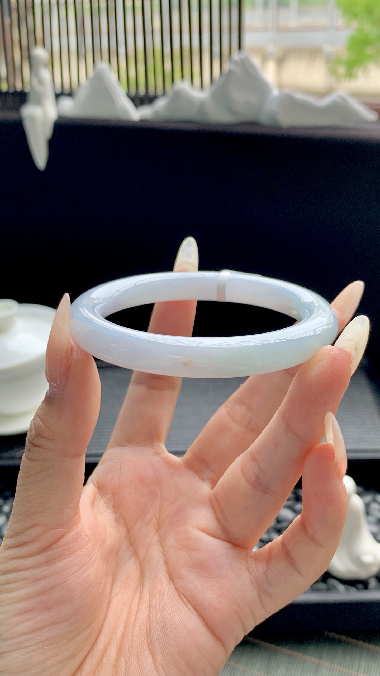 晴底洒金美人条圆条手镯成品 HYC-351 尺寸：53-9-9.5