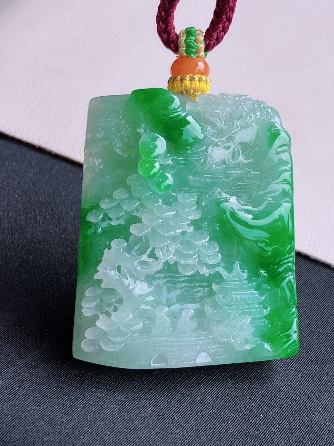 ️翠绿山水牌，意境美，尺寸41.3/34.5/8.3/自然光实拍