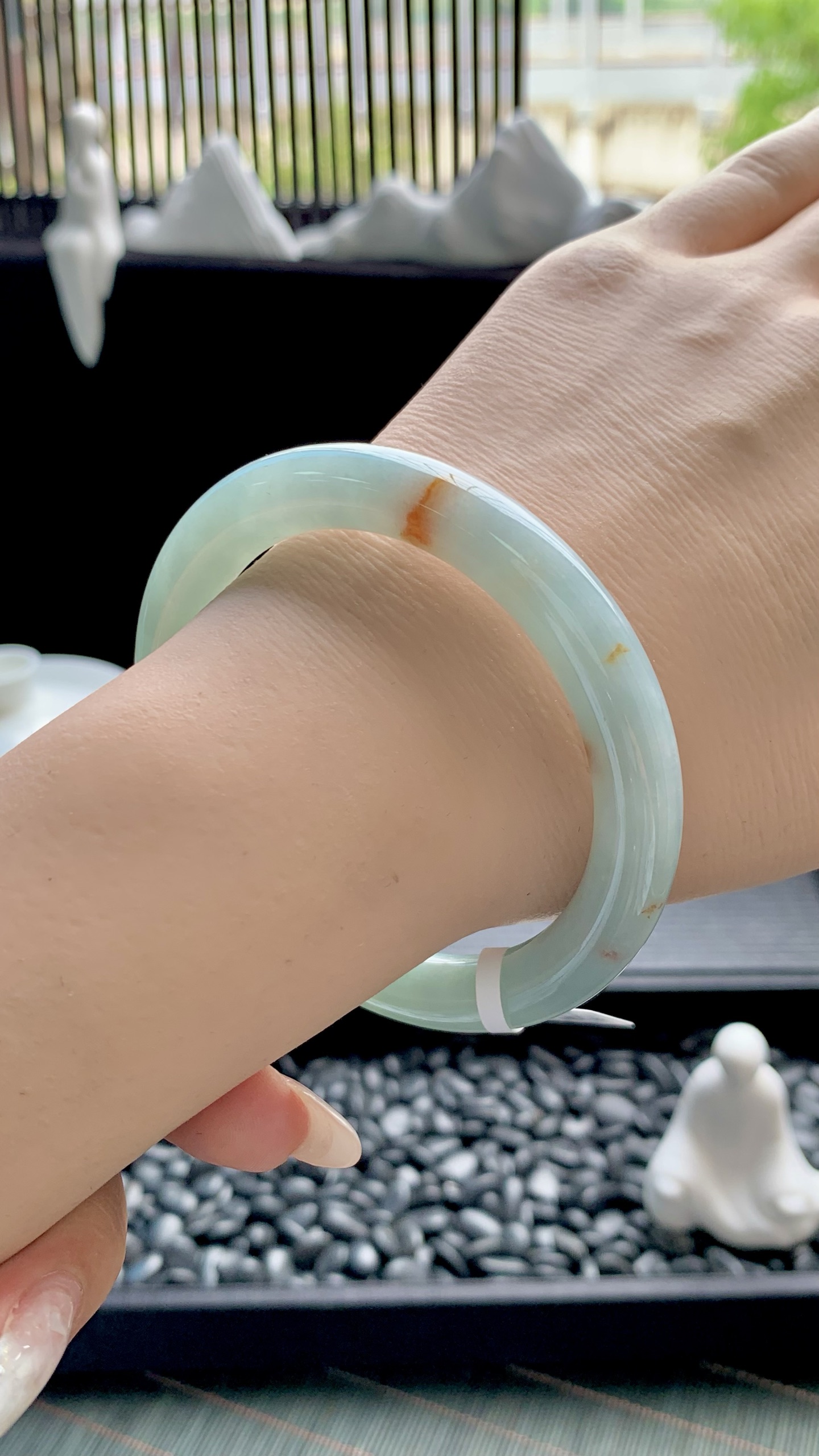 晴底洒金美人条圆条手镯成品 HYC-313 尺寸：57-9-9.5