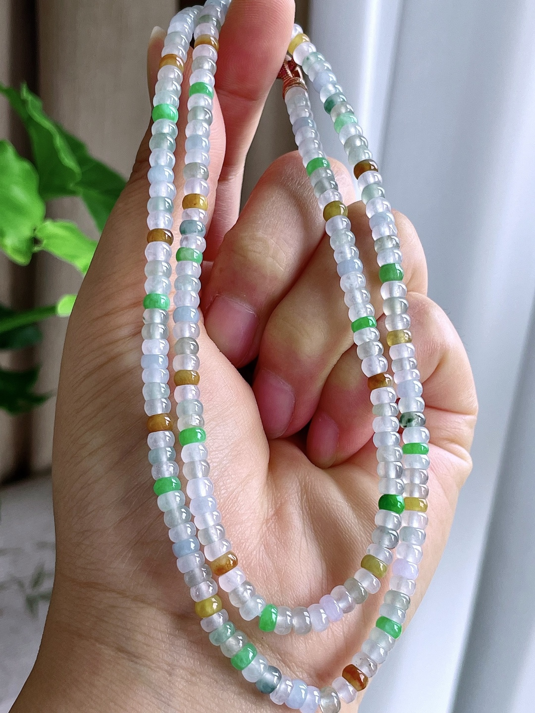 【珠子】冰多宝珠链算盘珠珠子珠链 【说明】缅甸 性比高 【尺寸】4.9-3.5mm 29cm 【重