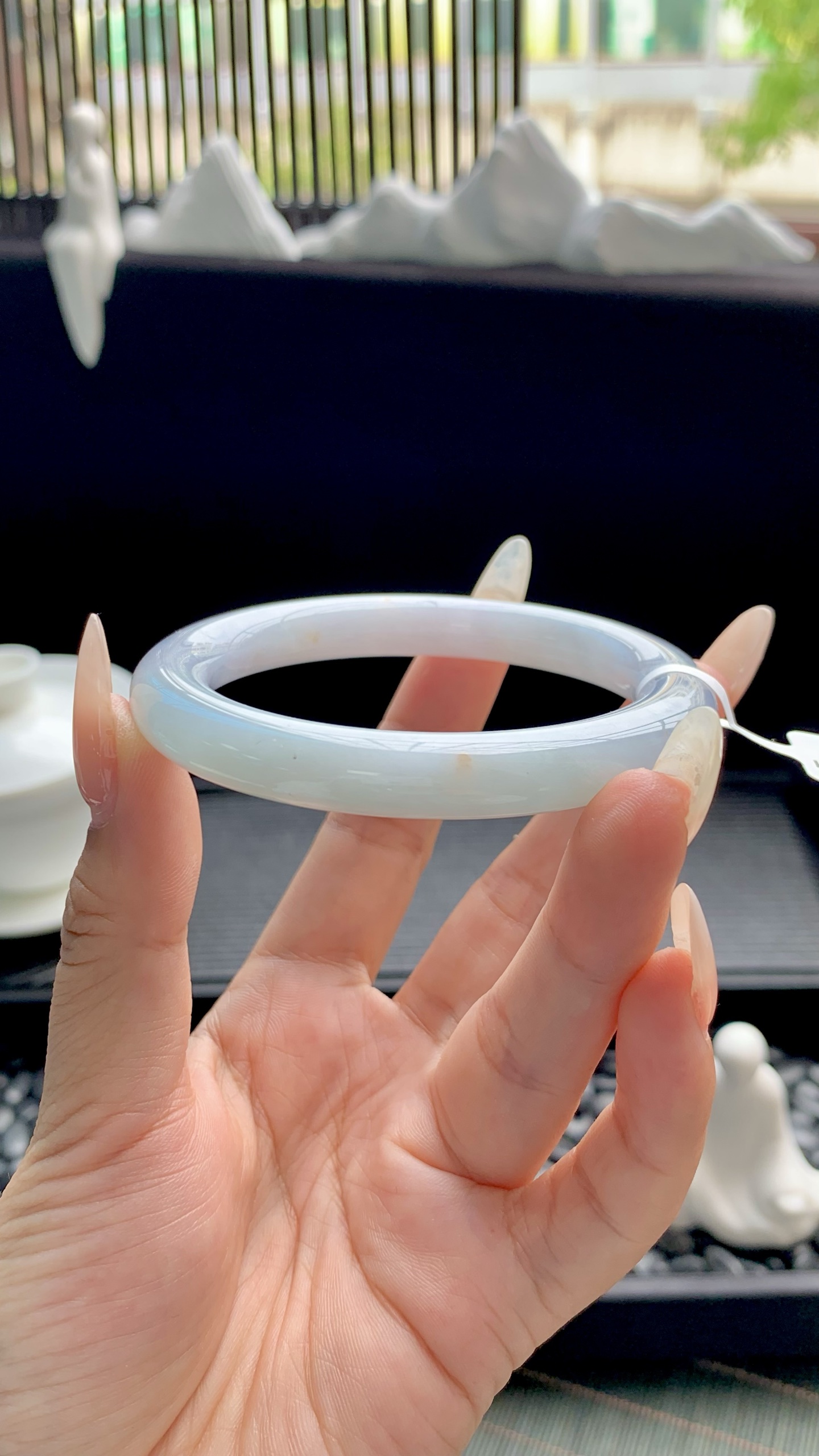 晴底洒金美人条圆条手镯成品 HYC-351 尺寸：53-9-9.5
