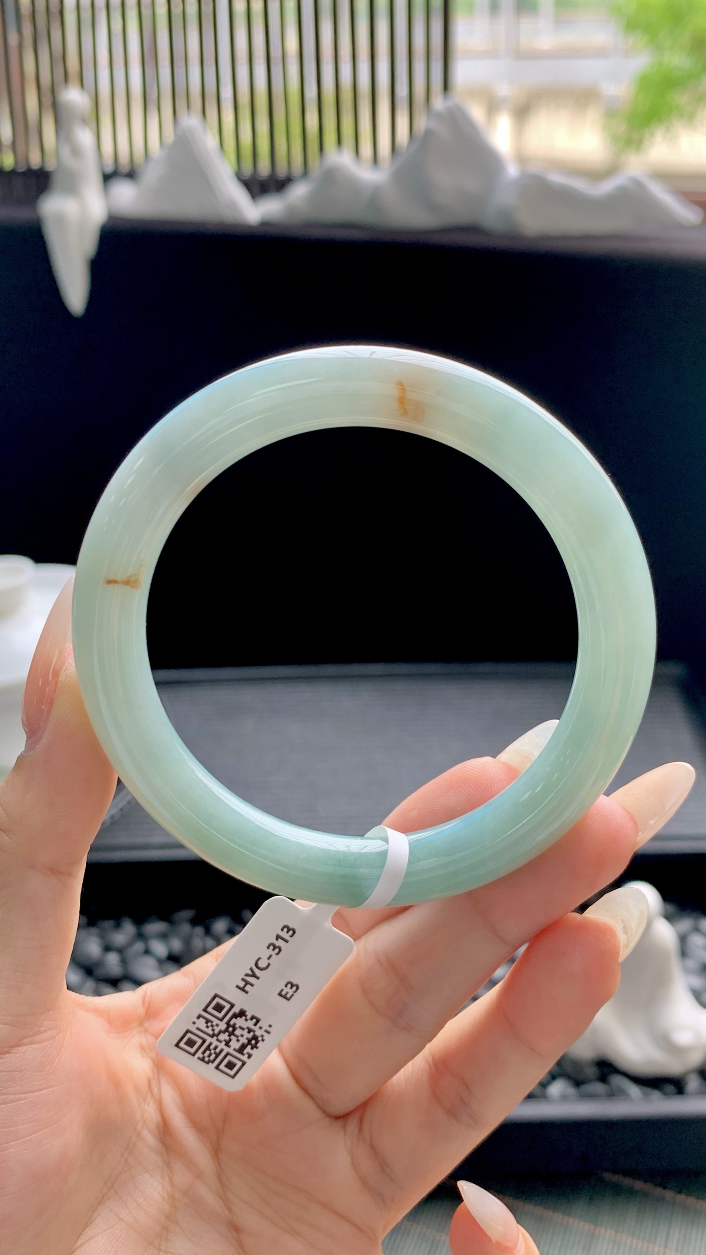 晴底洒金美人条圆条手镯成品 HYC-313 尺寸：57-9-9.5