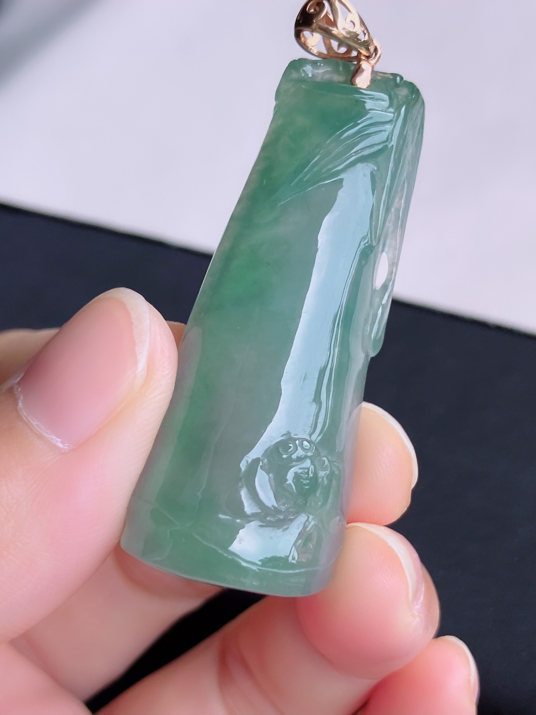 ️，底色竹报平安，晶莹剔透，尺寸52.6/20/9/自然光实拍