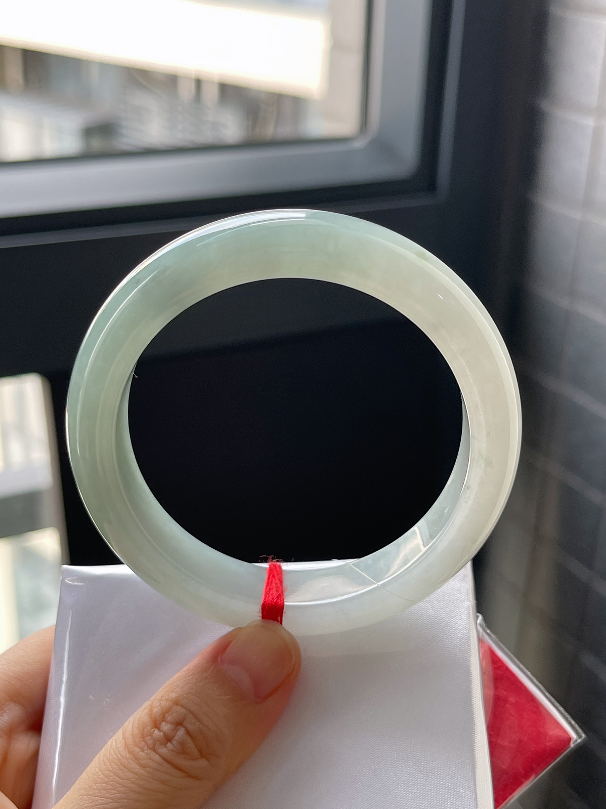 正圈56.2圈口，翡翠冰糯种飘花手镯
