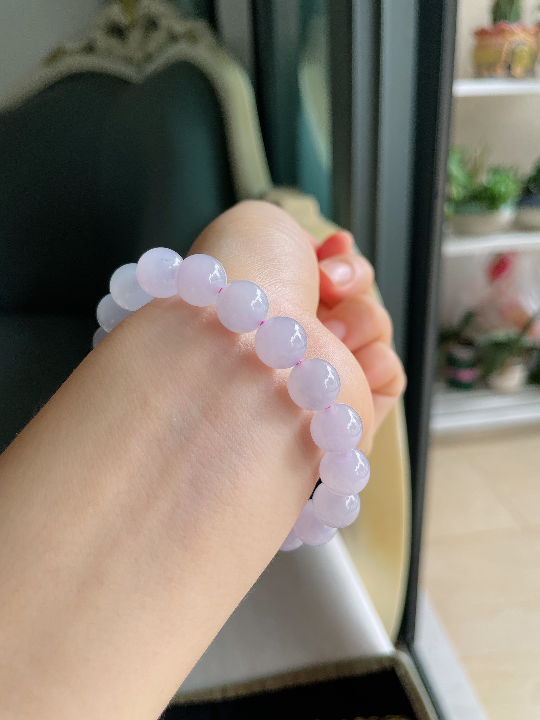 缅甸天然翡翠A货，冰手串，尺寸：9.8mm。【编4100】