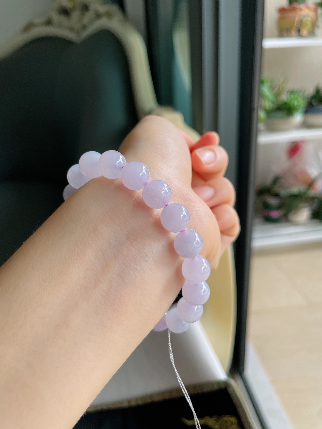 缅甸天然翡翠A货，冰手串，尺寸：9.8mm。【编4100】