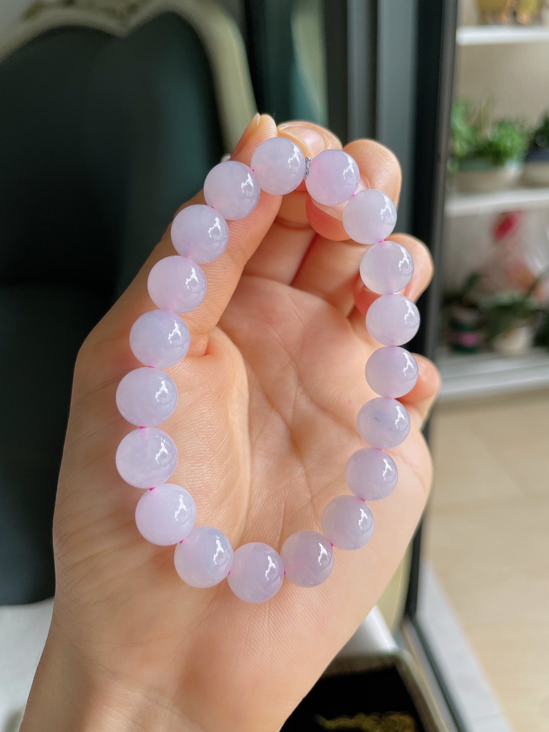 缅甸天然翡翠A货，冰手串，尺寸：9.8mm。【编4100】