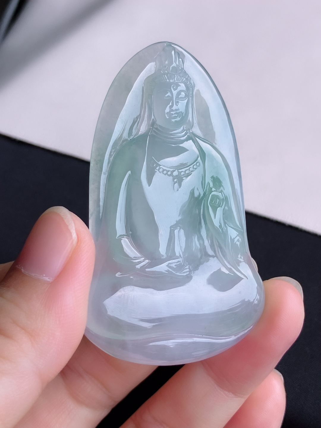 ️，冰飘花素衣观音，晶莹剔透，尺寸65/39.3/6/自然光实拍