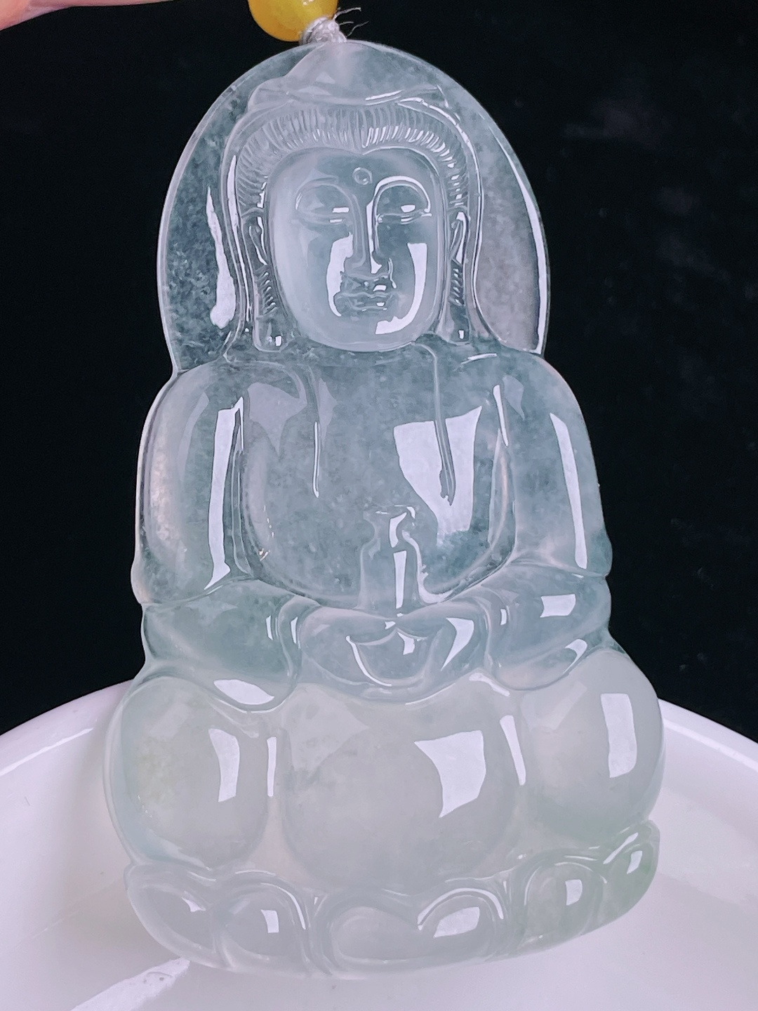 ️观音，老种起光，细底通透，尺寸：63.8/38.4/6mm0923