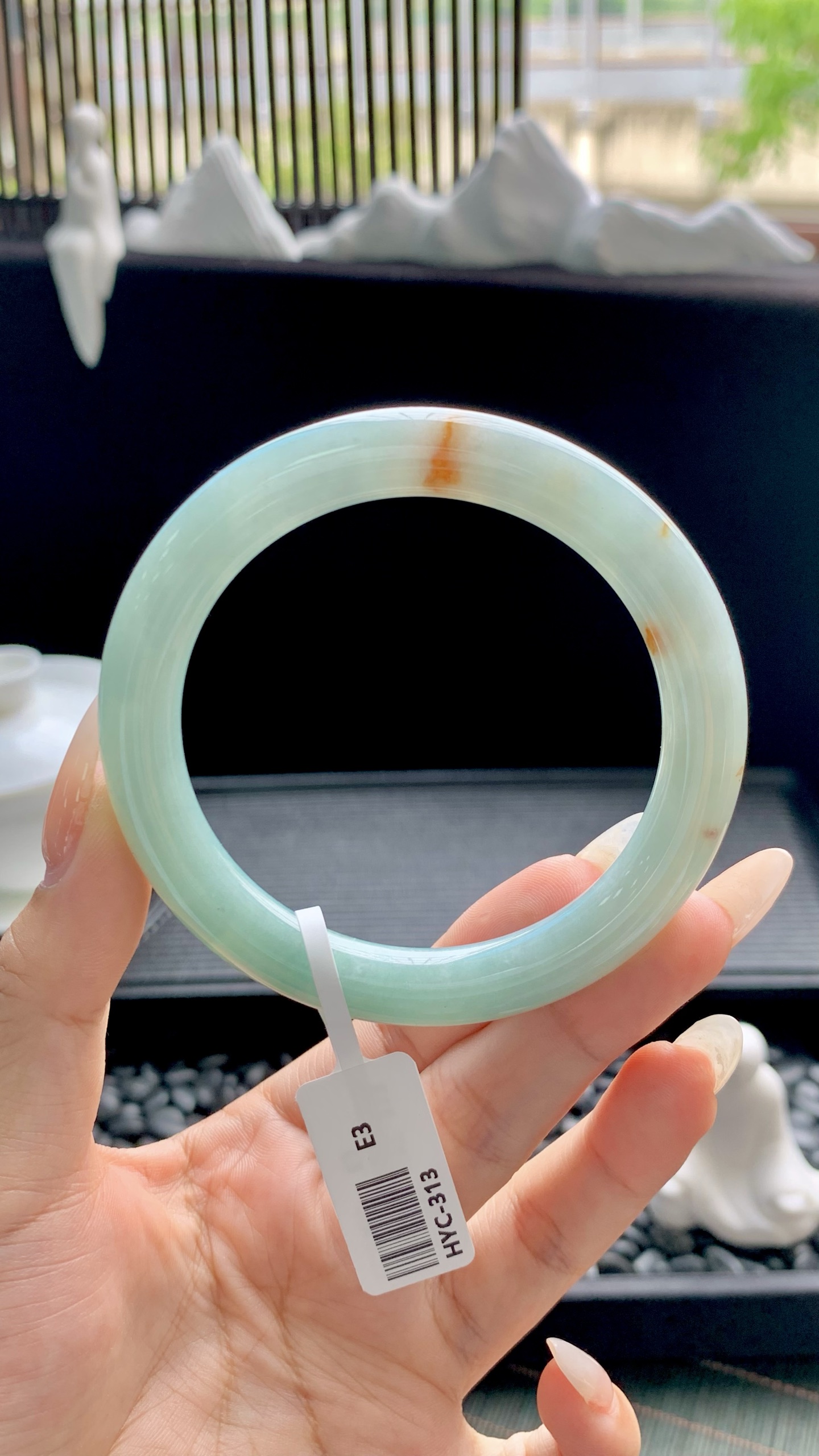 晴底洒金美人条圆条手镯成品 HYC-313 尺寸：57-9-9.5