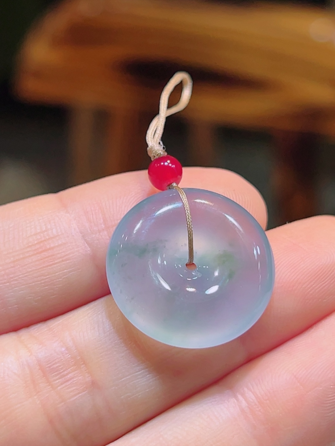 ️冰飘花平安扣，老种起光，尺寸：21.5/5.8mm0923