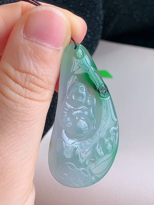 ️ 布袋佛，无裂，尺寸47.0-23.7-5.8mm，包A附证书