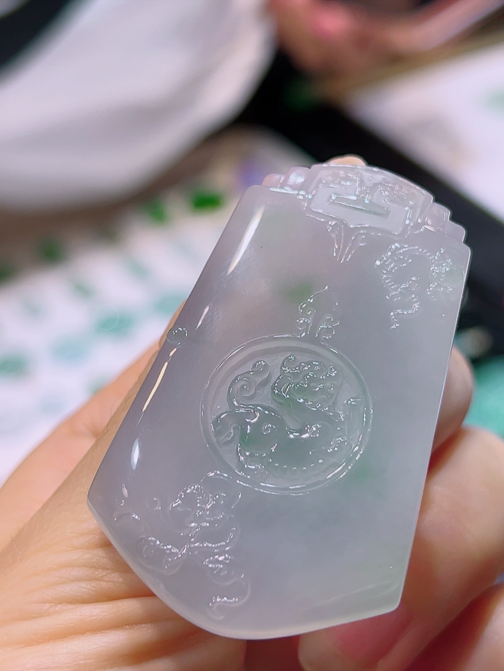 ️冰飘花仿古牌，老种起光，细底通透，尺寸：55.2/33.4/6.3mm0922