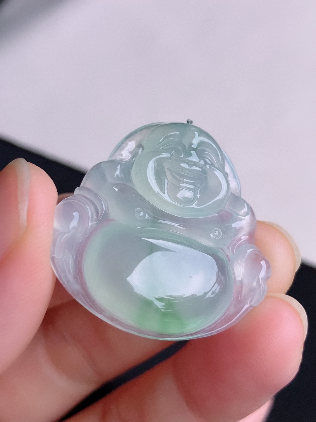 ️，冰种飘花大佛，晶莹剔透，花色清爽，尺寸31.8/30/6/自然光实拍