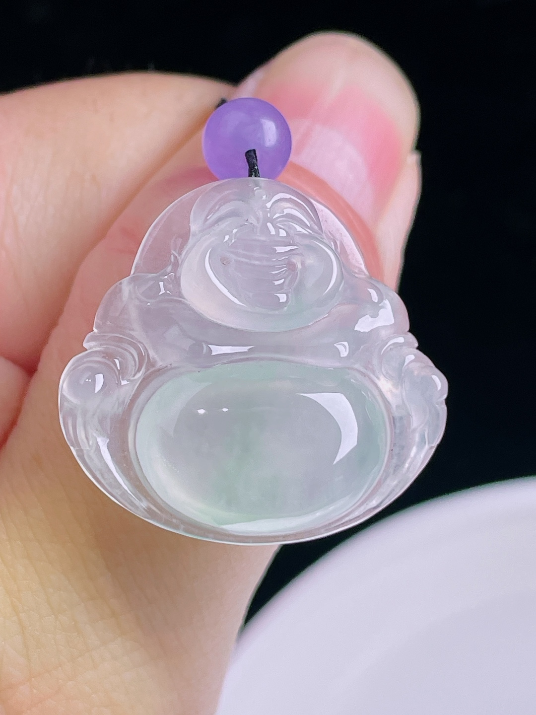 ️冰种佛公，老种起光，细底通透，尺寸：24.4/26.2/6mm0923