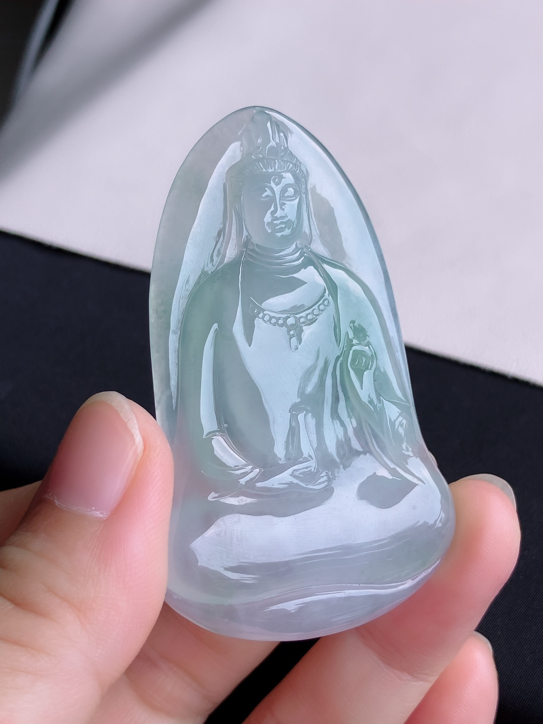 ️，冰飘花素衣观音，晶莹剔透，尺寸65/39.3/6/自然光实拍