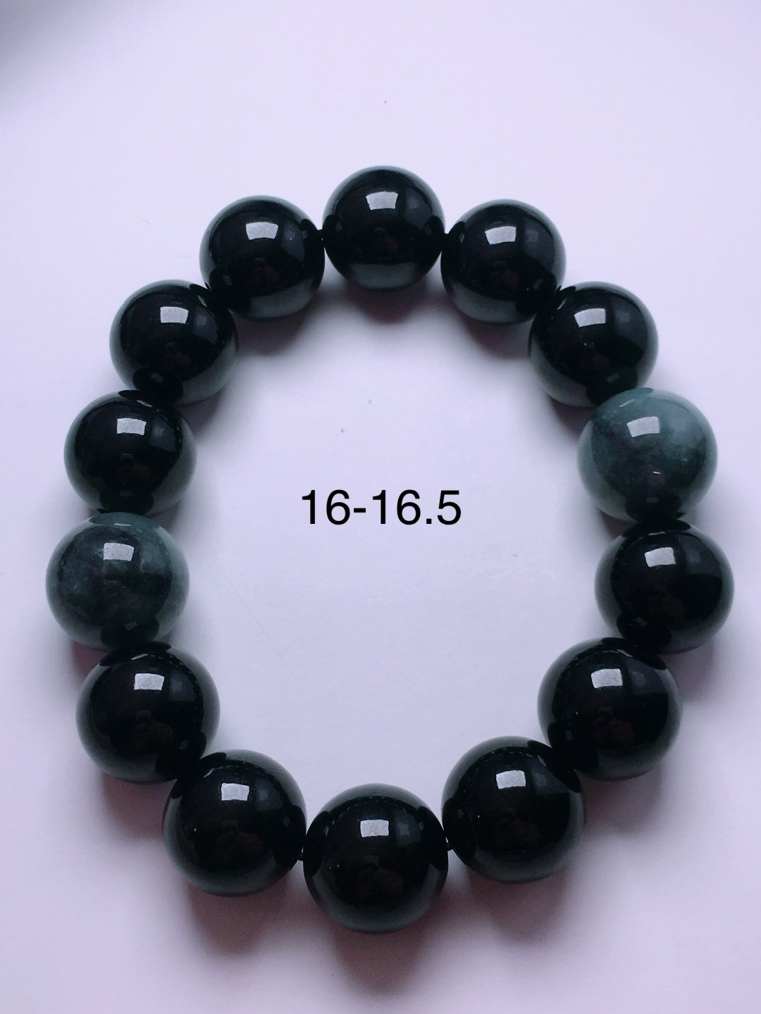 ️冰种墨翠珠子手链，晶莹剔透，新颖时尚，16-16.5
