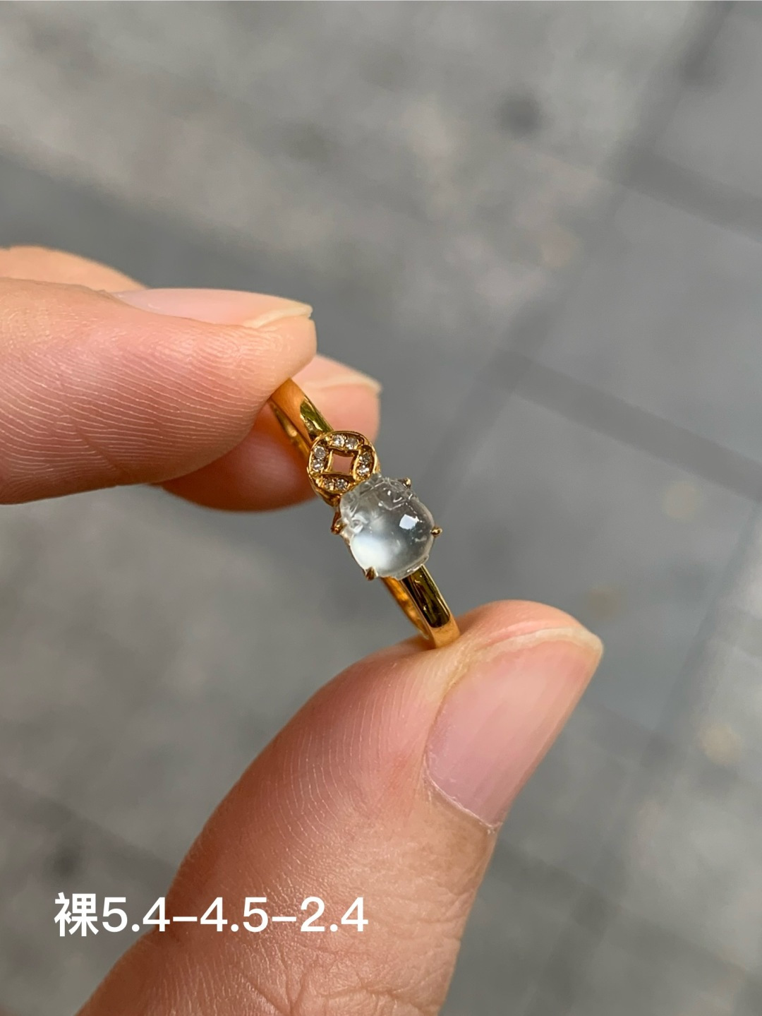 ️冰种貔貅戒指，无裂，18k金镶嵌，5.4-4.5-2.4