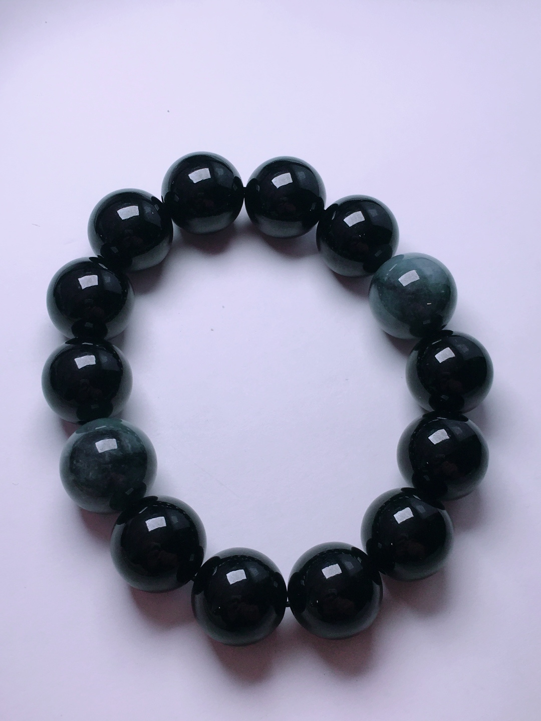️冰种墨翠珠子手链，晶莹剔透，新颖时尚，16-16.5