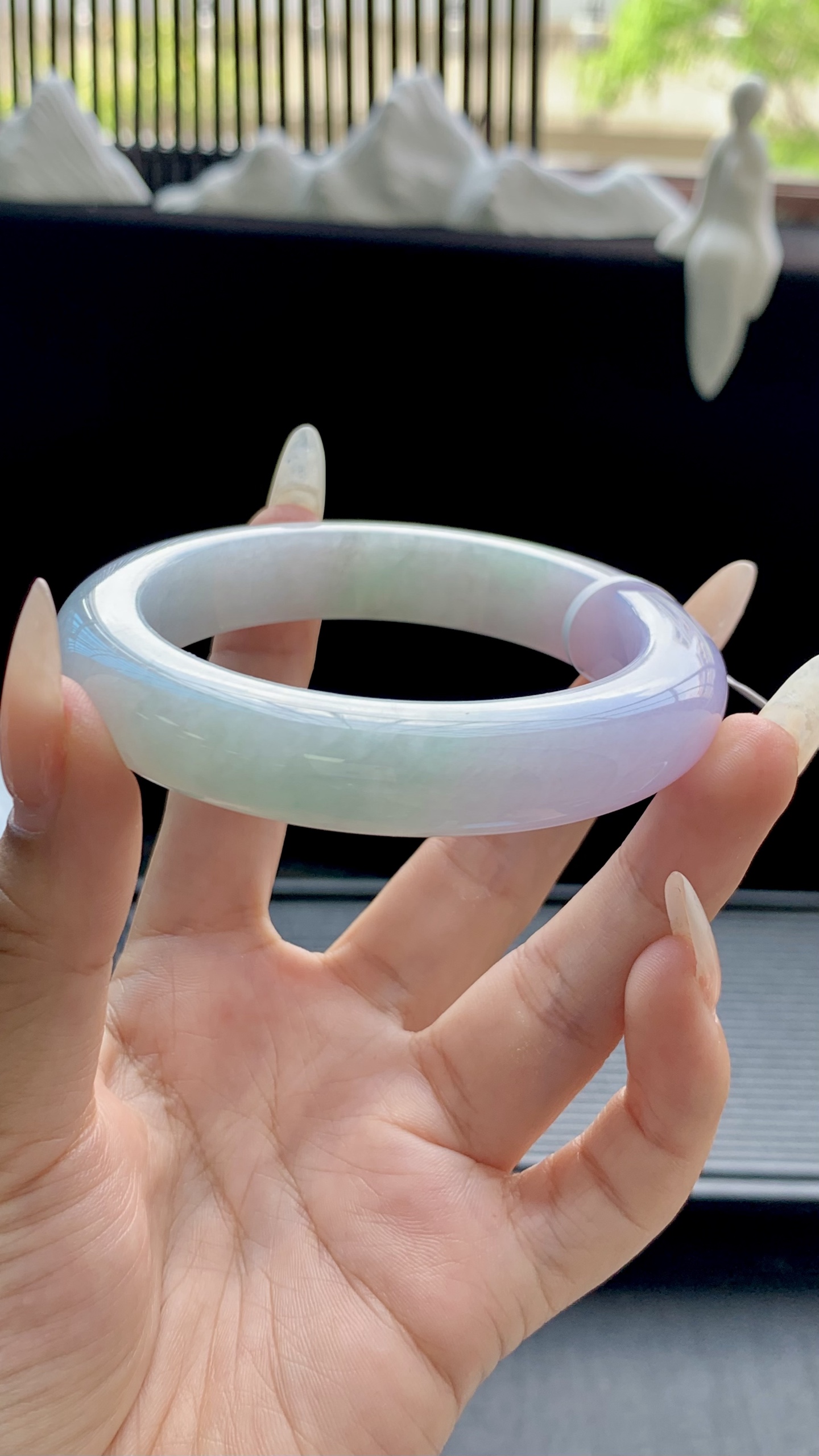 宽版淡春彩正圈手镯成品 HYC-1209 尺寸：57-13-10