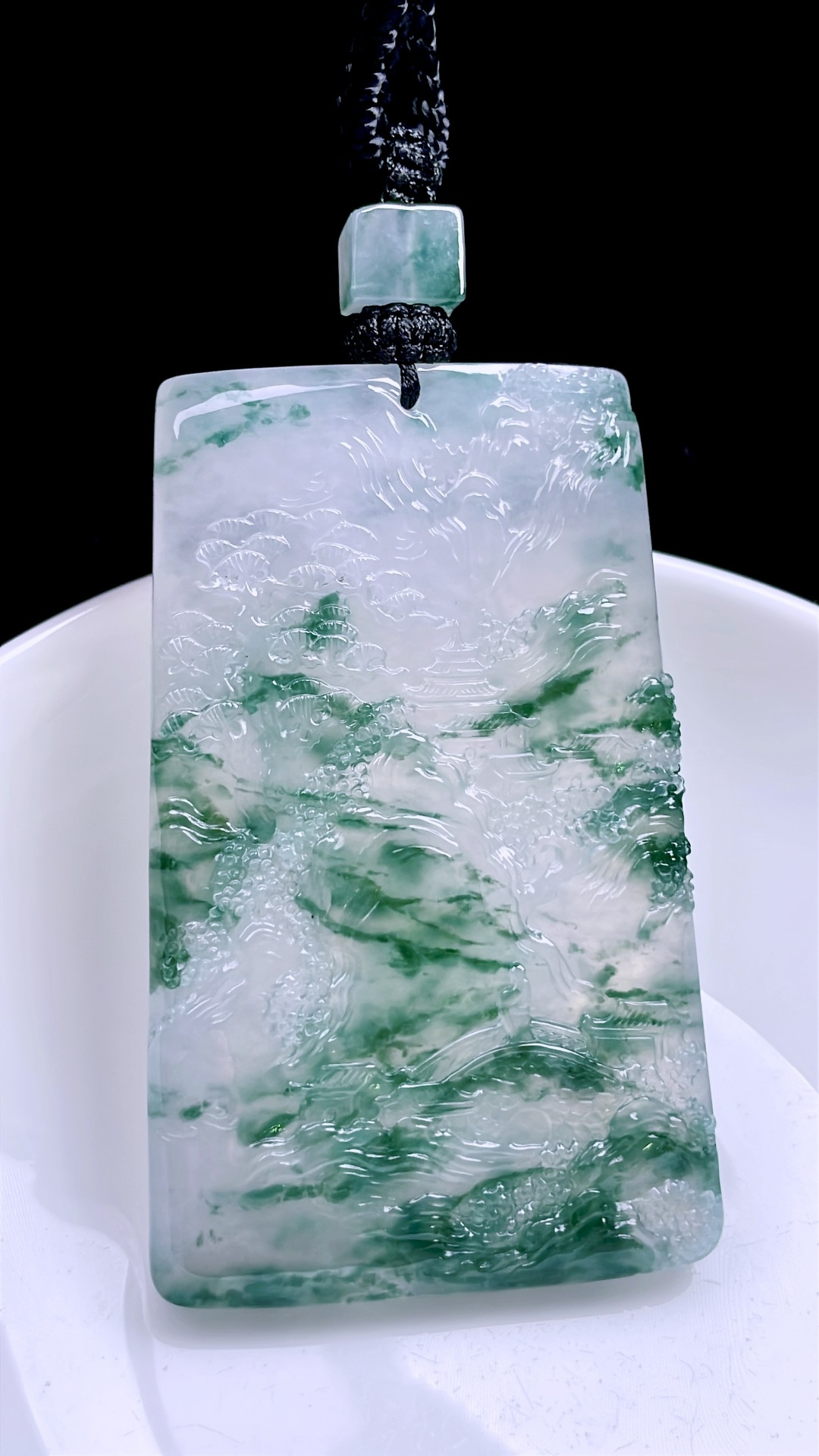 ️ 冰种飘花山水牌 飘花灵动，种老起胶 尺寸：65/40.6/5.5